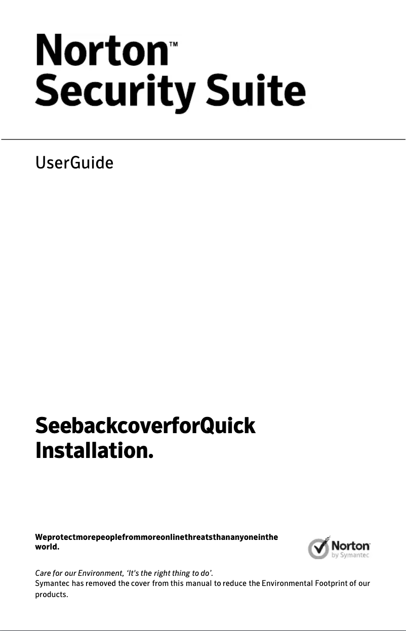 Page 1 de la notice Manuel utilisateur Symantec Security Suite