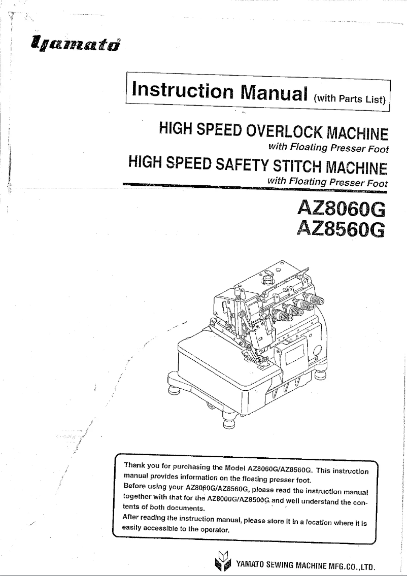 Page 1 de la notice Manuel utilisateur Yamato AZ8560