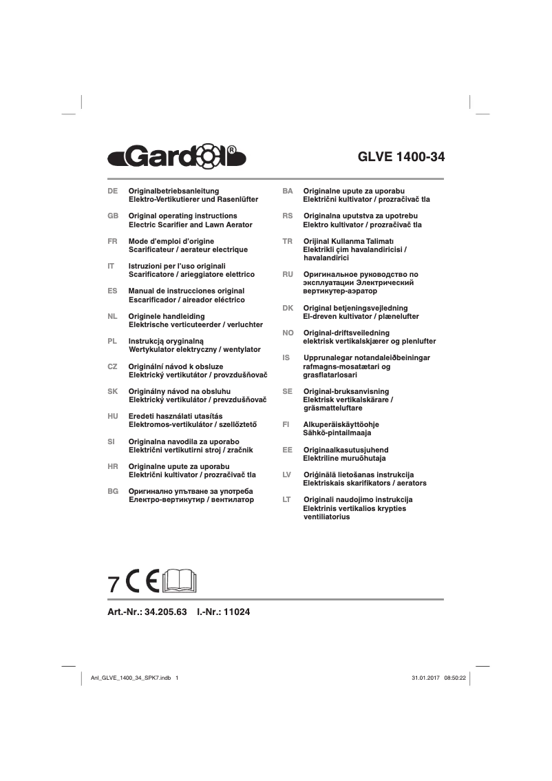 Page 1 de la notice Manuel utilisateur Gardol GLVE 1400-34