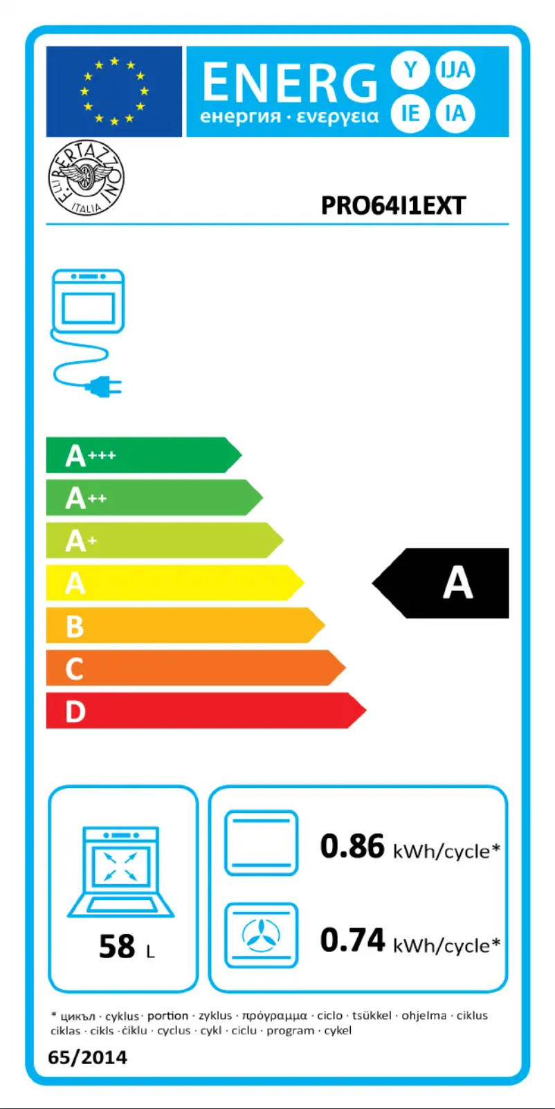 Page n°1 - Label énergétique Bertazzoni PRO64I1EXT