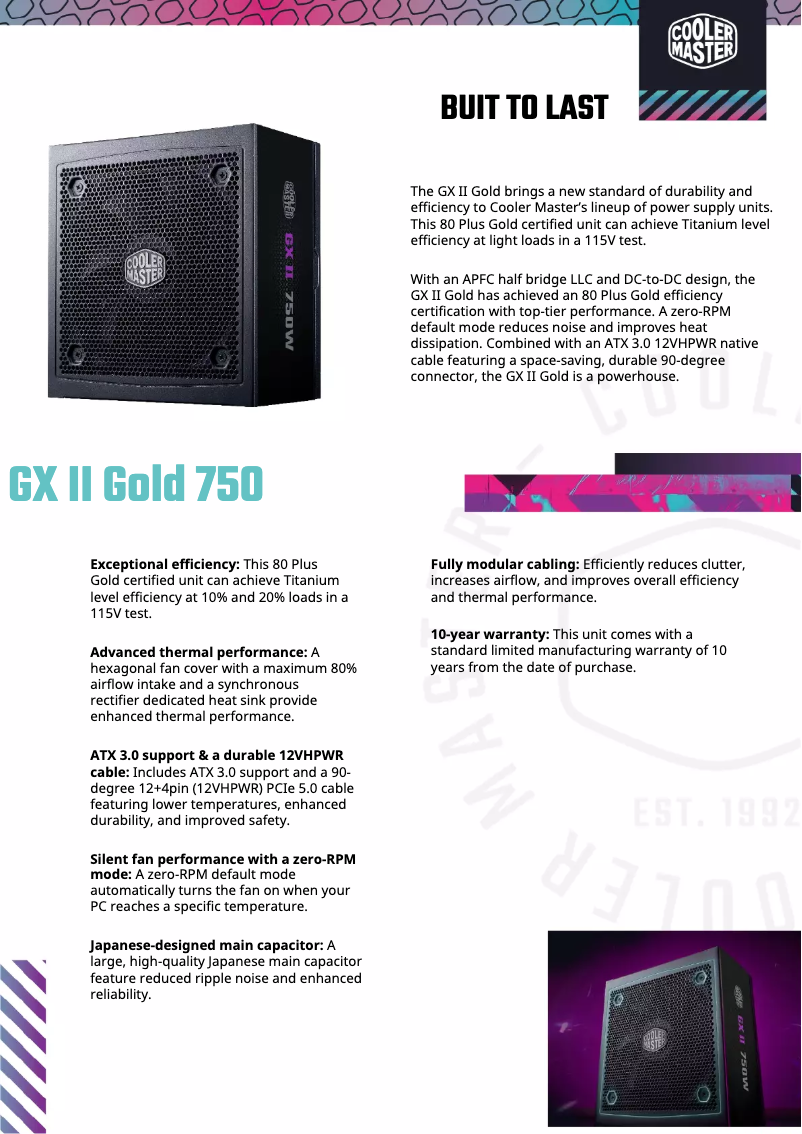 Page n°1 - Fiche technique Cooler Master GX II Gold 750