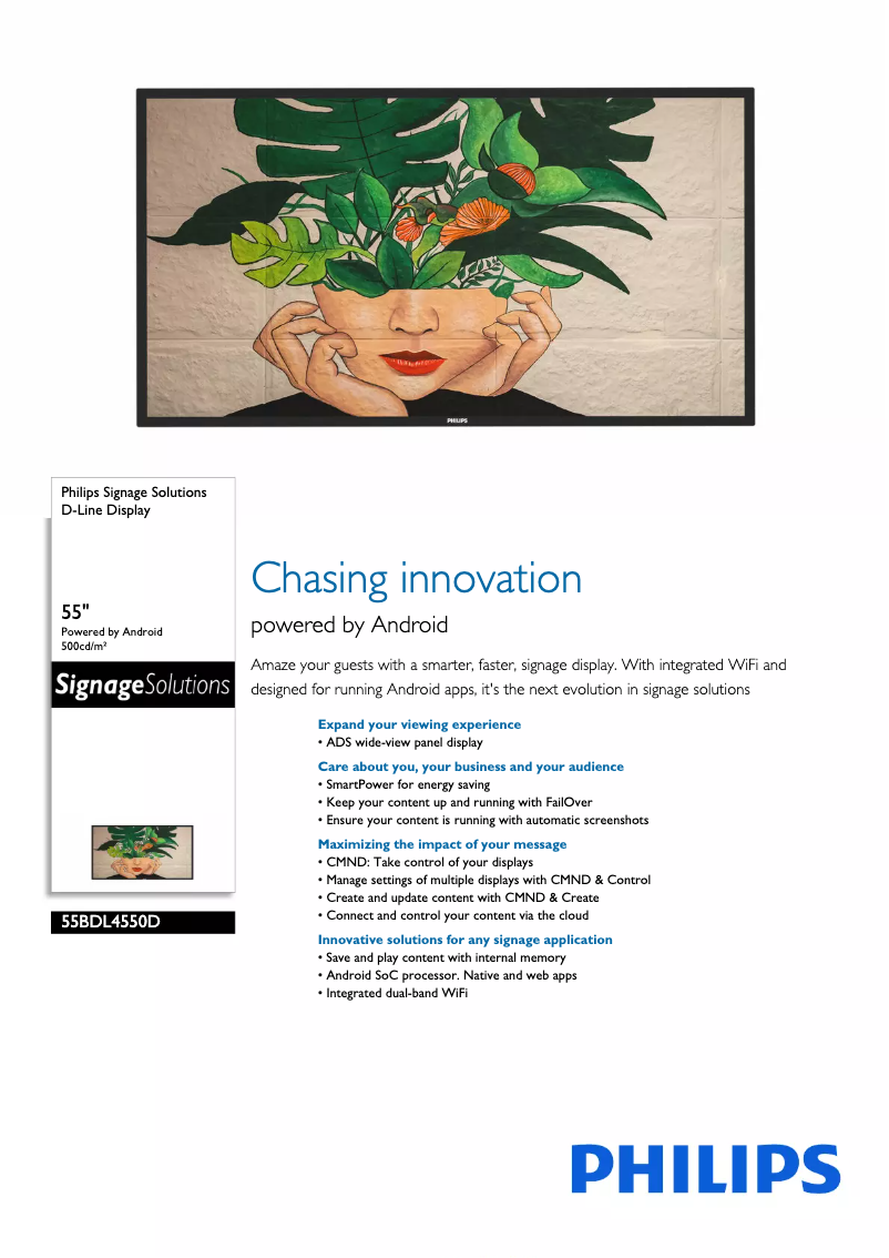 Page 1 de la notice Fiche technique Philips 55BDL4550D