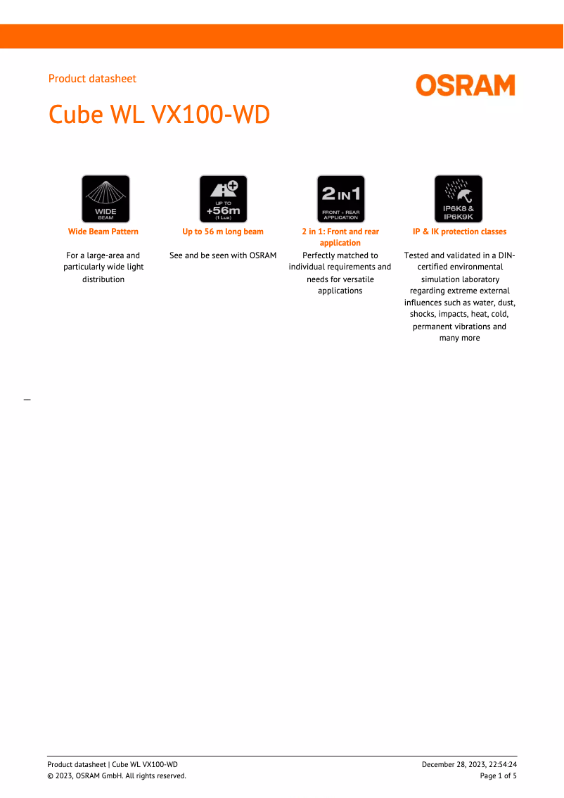 Image de la première page du manuel de l'appareil VX100-WD