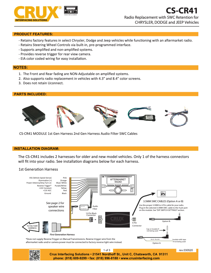 Page n°1 - Manuel utilisateur CRUX CS-CR41