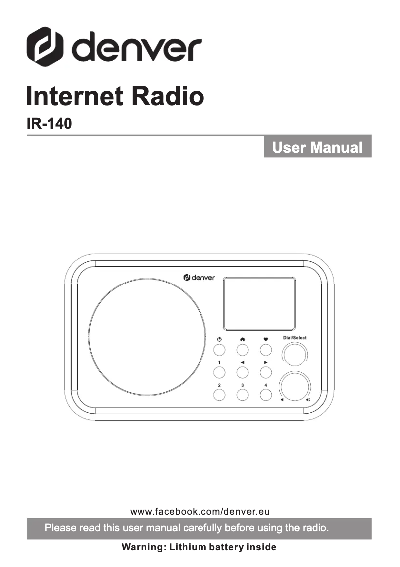Page 1 de la notice Manuel utilisateur Denver IR-140