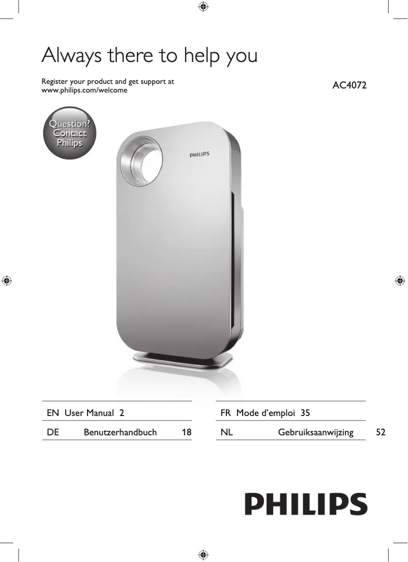 Page 1 de la notice Manuel utilisateur Philips AC4072