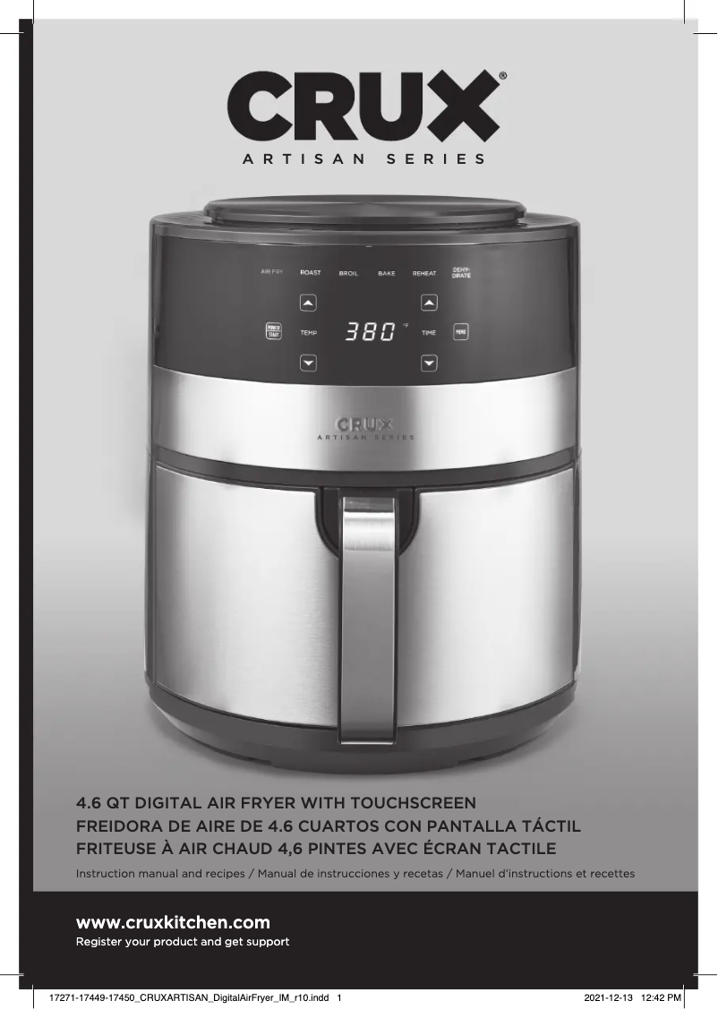 Page 1 de la notice Manuel utilisateur CRUX Artisan Series 4.6 Qt Air