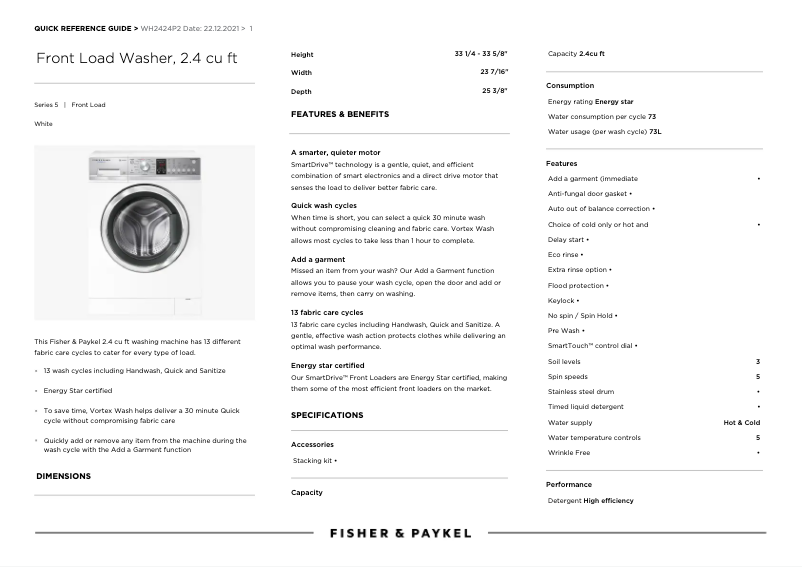 Image de la première page du manuel de l'appareil WH2424P2