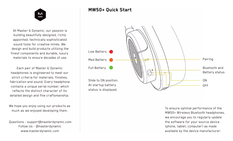 Page n°1 - Manuel utilisateur Master & Dynamic MW50+
