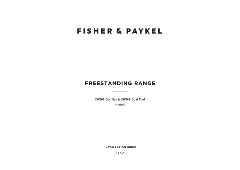 Página 1 del manual Guía de instalación Fisher & Paykel OR36SCG4R1