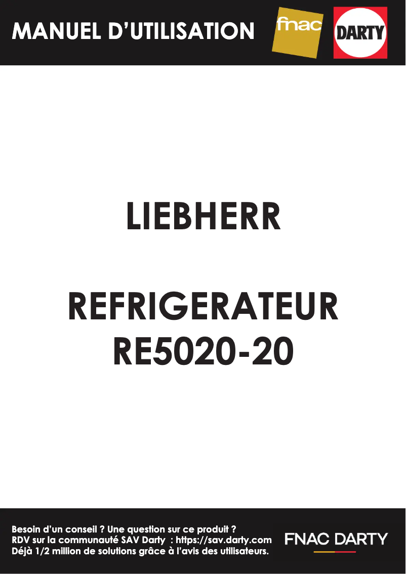 Page 1 de la notice Manuel utilisateur Liebherr Re 5020