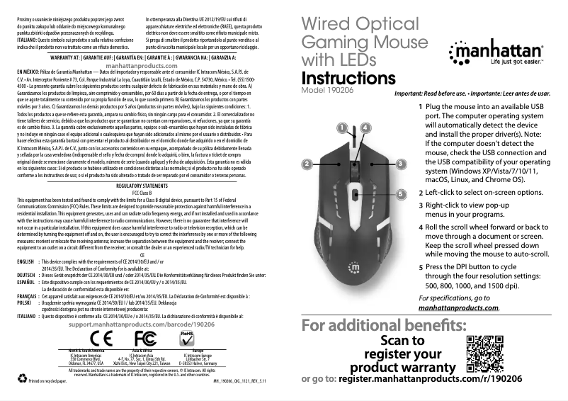 Page 1 de la notice Mode d'emploi Manhattan 190206