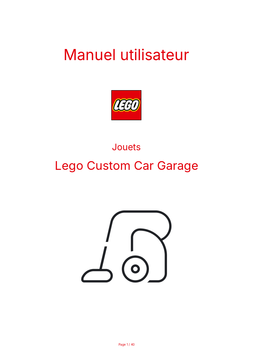 Page n°1 - Manuel utilisateur Lego Custom Car Garage