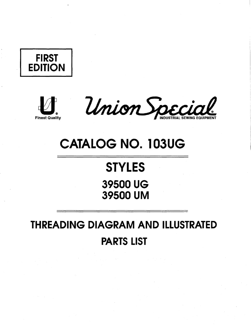 Page n°1 - Manuel utilisateur Union Special 39500UG