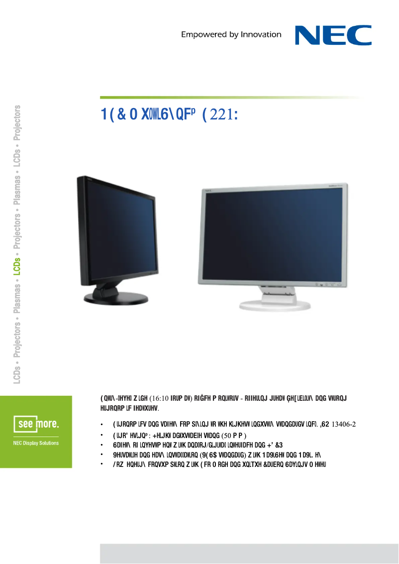 Página 1 del manual Ficha técnica NEC MultiSync E221W