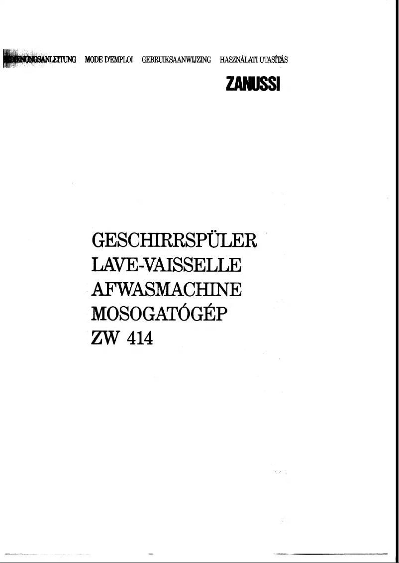 Image de la première page du manuel de l'appareil ZW 414