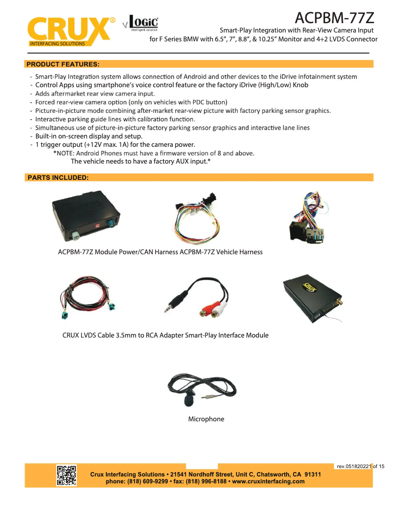 Página 1 del manual Manual de usuario CRUX ACPBM-77Z