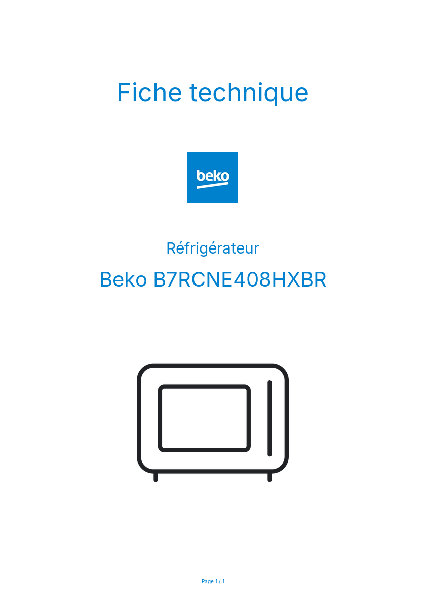 Image de la première page du manuel de l'appareil B7RCNE408HXBR