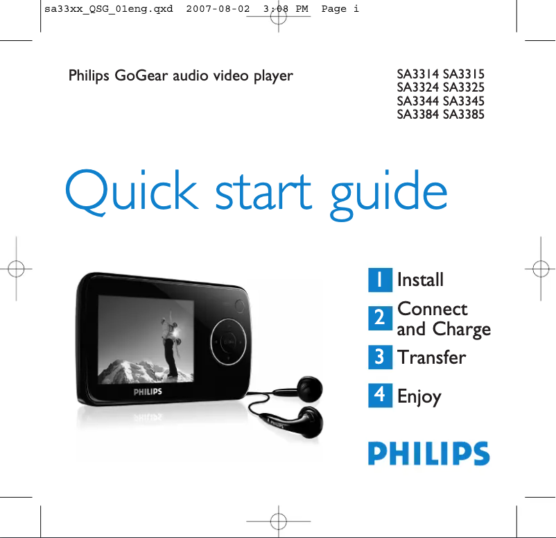 Page n°1 - Guide de démarrage rapide Philips GoGear SA3324