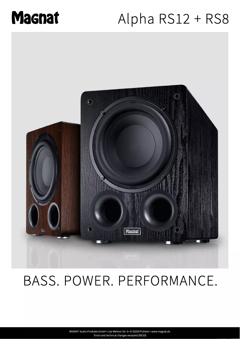 Page 1 de la notice Fiche technique Magnat Alpha RS8