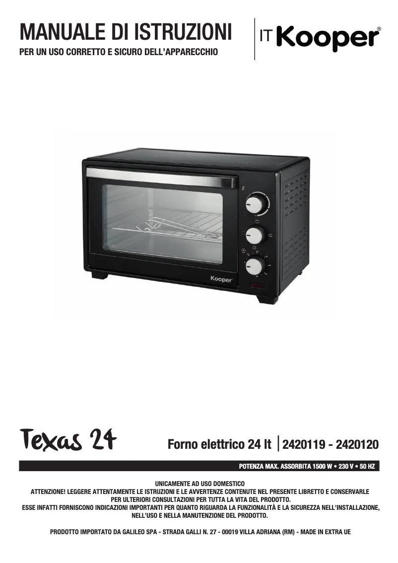 Page 1 de la notice Manuel utilisateur Kooper 2420120