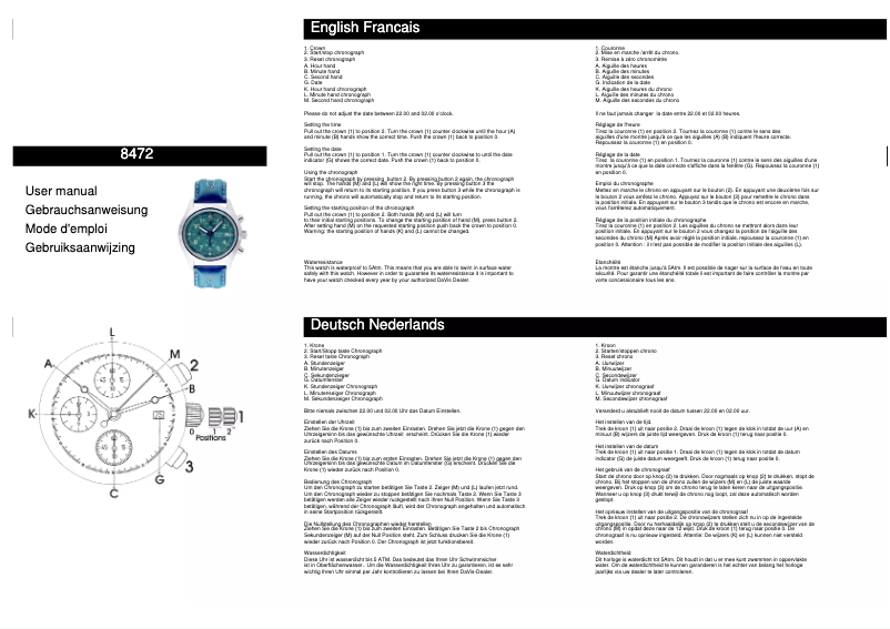 Page n°1 - Manuel utilisateur Davis 8472