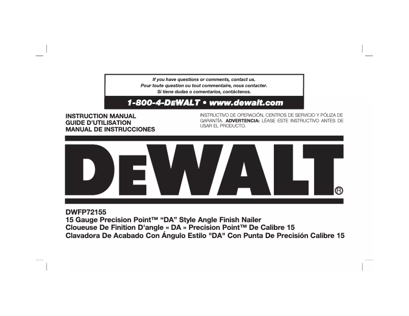 Image de la première page du manuel de l'appareil DWFP72155