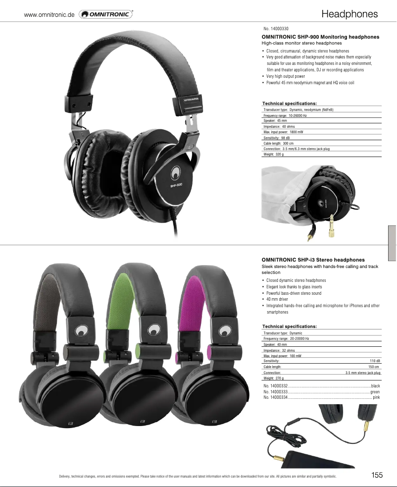 Page n°1 - Catalogue Omnitronic SHP-900