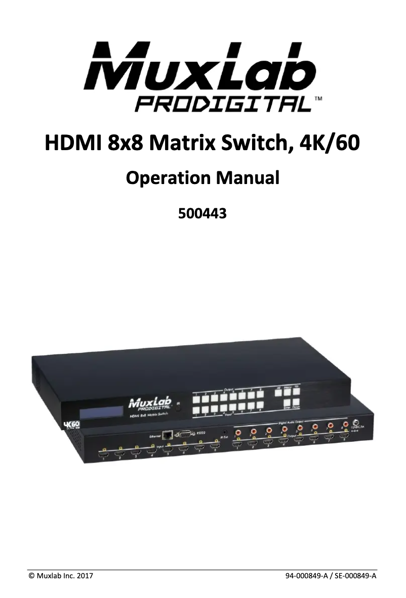 Page 1 de la notice Manuel utilisateur MuxLab 500443