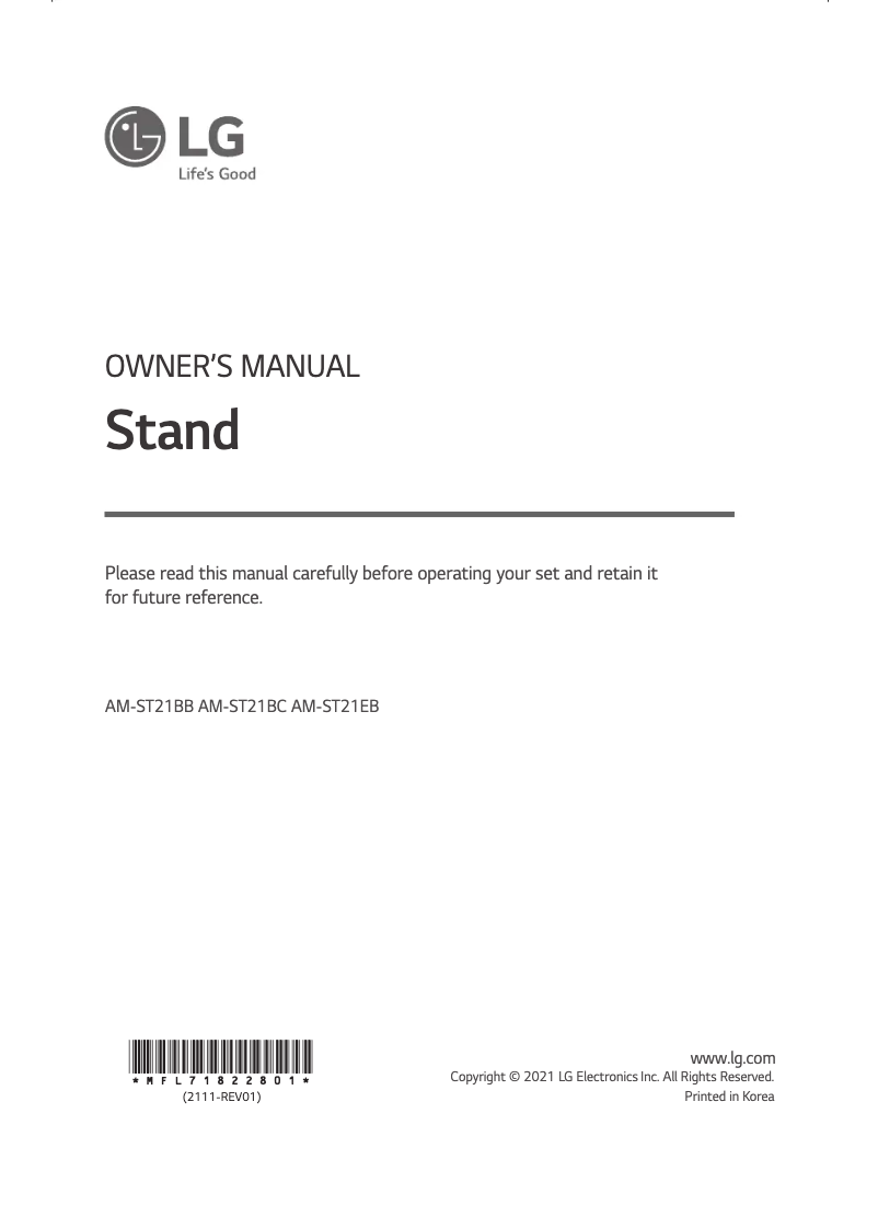 Page n°1 - Manuel utilisateur LG AM-ST21EB