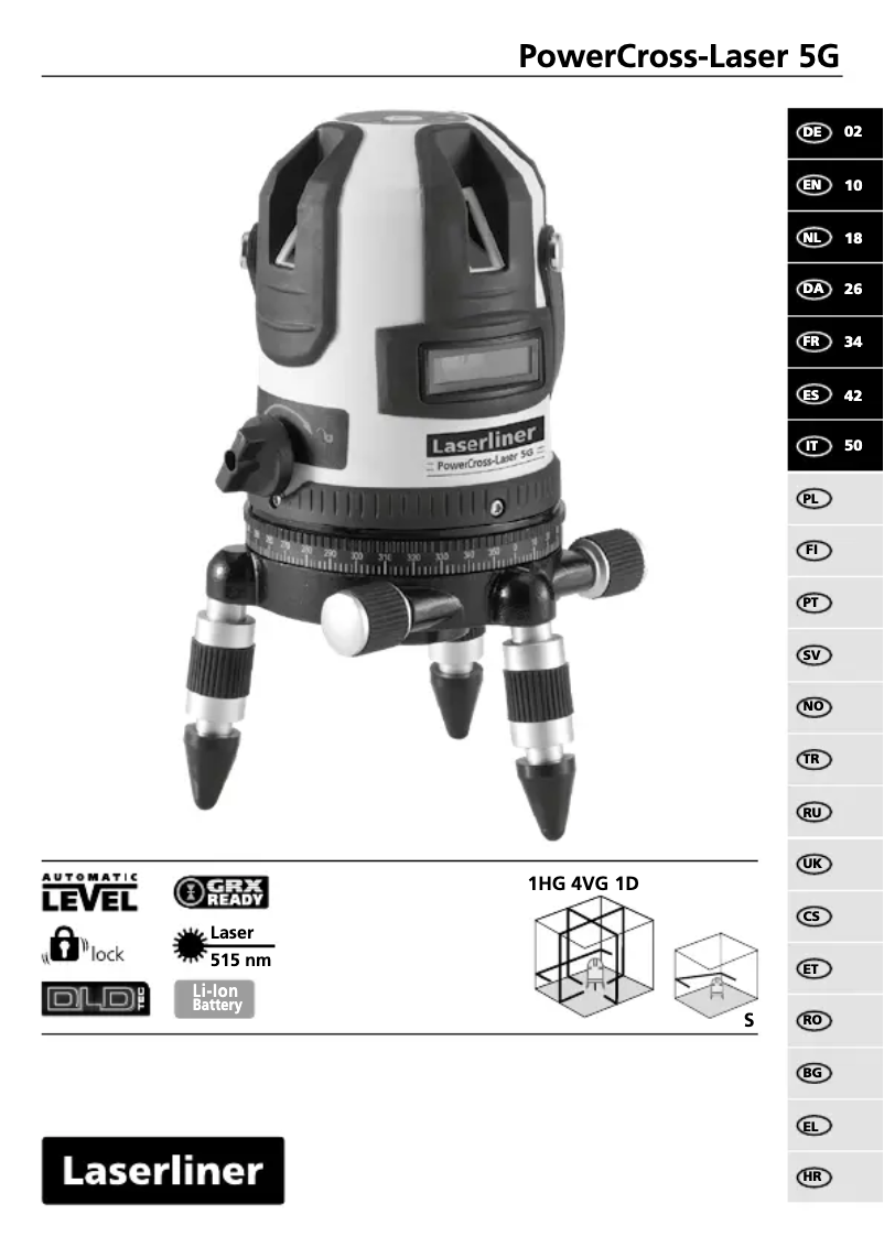 First page image of the manual for PowerCross-Laser 5G
