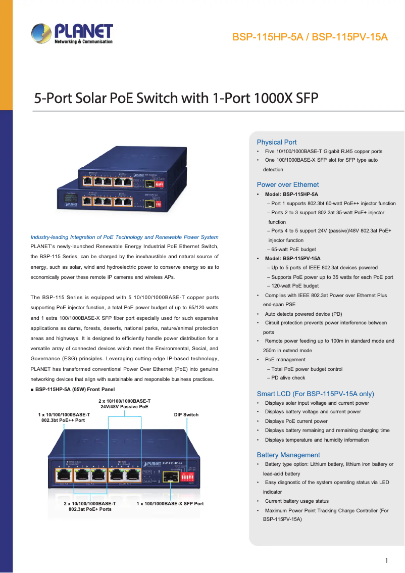Image de la première page du manuel de l'appareil BSP-115HP-5A