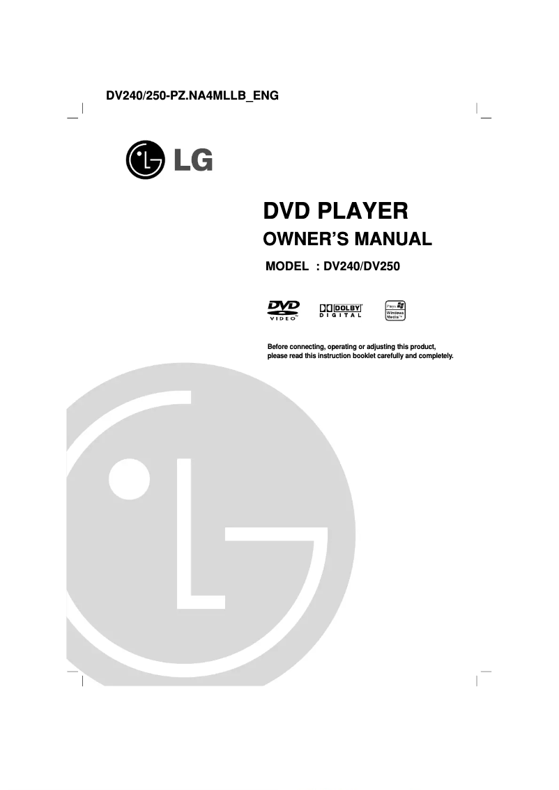 Image de la première page du manuel de l'appareil DV240