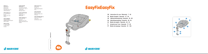 Page 1 de la notice Manuel utilisateur Maxi-Cosi Easy Fix
