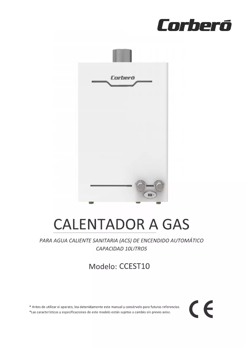 Image de la première page du manuel de l'appareil CCEST10GN