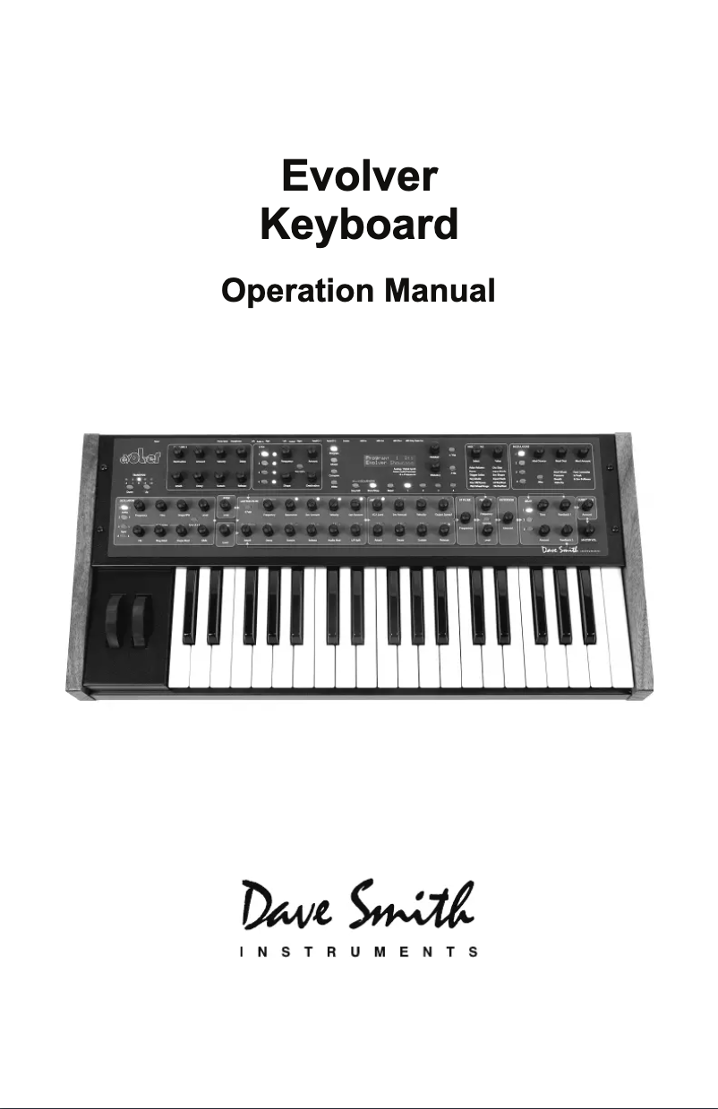 Page n°1 - Manuel utilisateur Dave Smith Mono Evolver