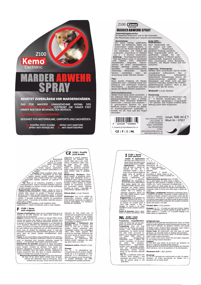 Page 1 de la notice Manuel utilisateur Kemo Z100