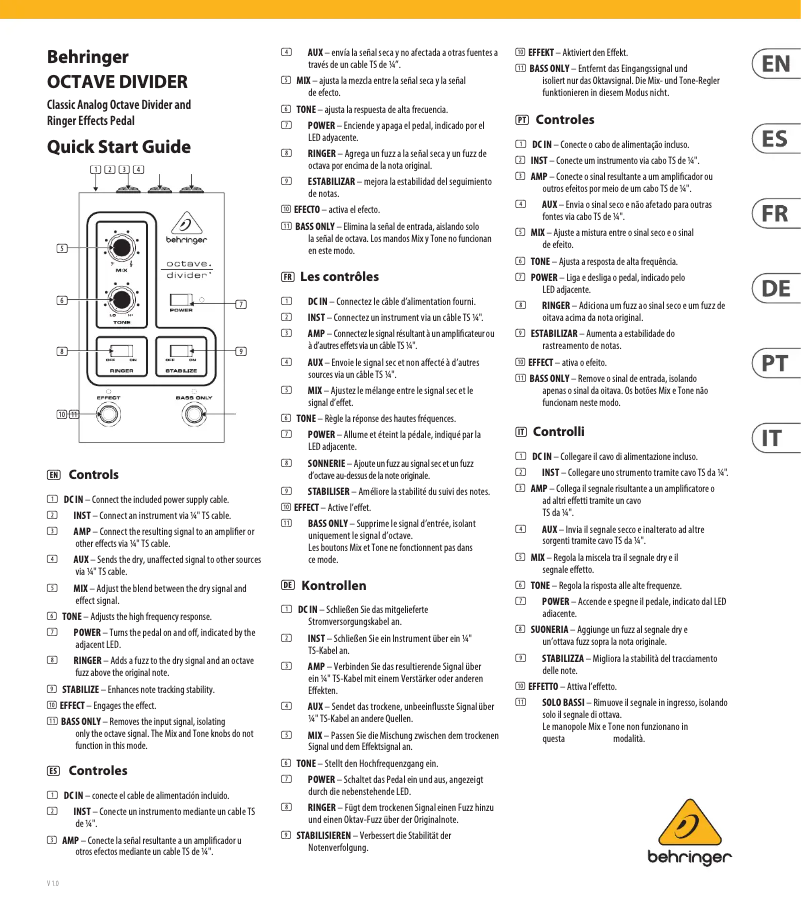 Página 1 del manual Manual de usuario Behringer Octave Divider