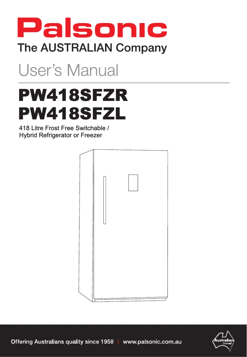 Page n°1 - Manuel utilisateur Palsonic PW418SFZL