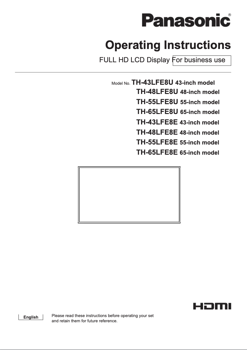 Page 1 de la notice Manuel utilisateur Panasonic TH-43LFE8-IR