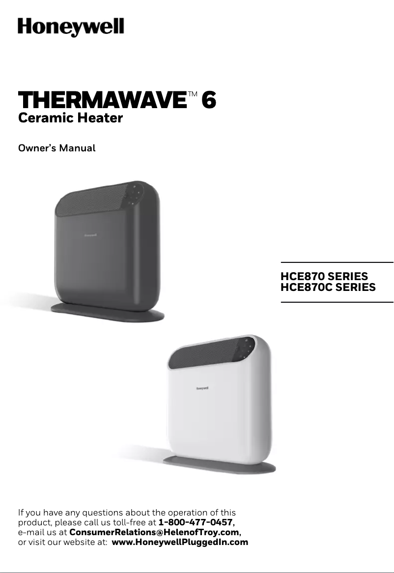 Page n°1 - Manuel utilisateur Honeywell Thermawave 6 HCE870C