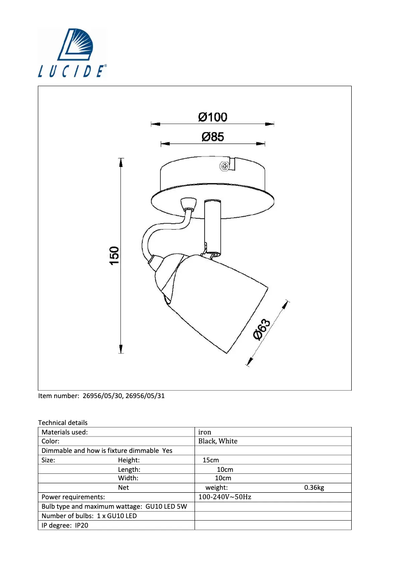 Page 1 de la notice Manuel utilisateur Lucide Ride 26956/05/31