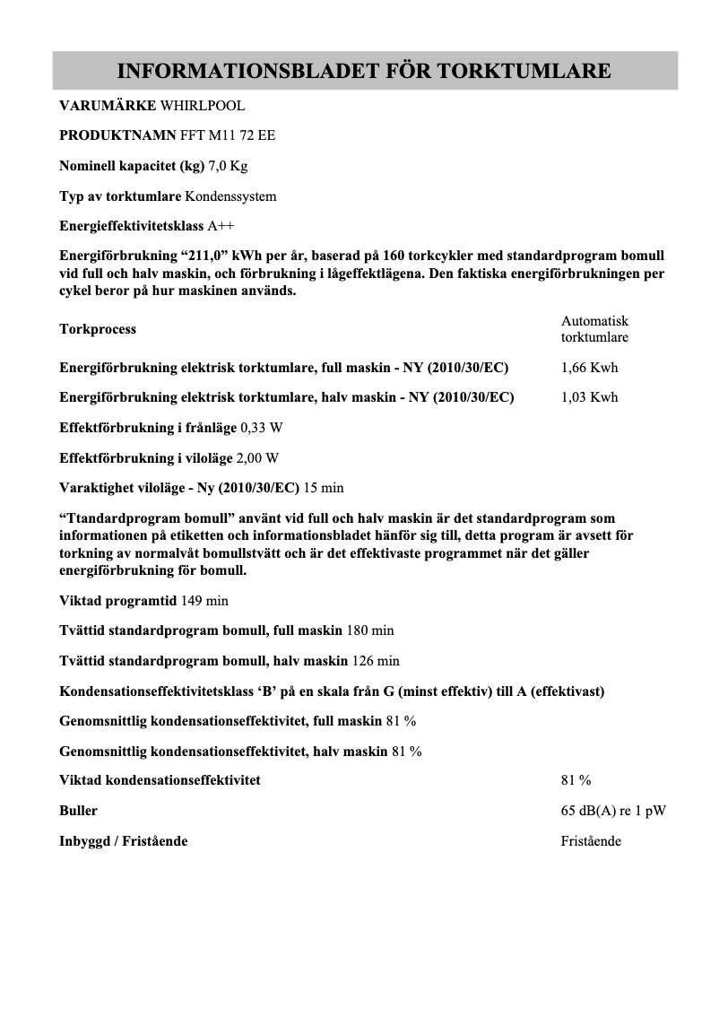 Image de la première page du manuel de l'appareil FFT M11 72 EE
