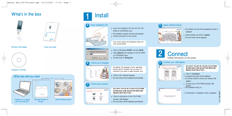 Page n°1 - Guide de démarrage rapide Philips CCU7740N