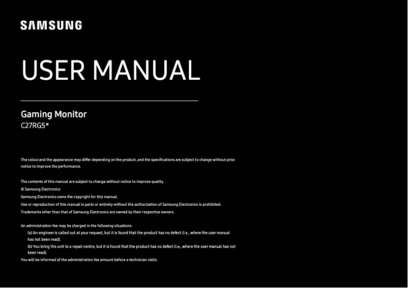 Image de la première page du manuel de l'appareil C27RG50FQE