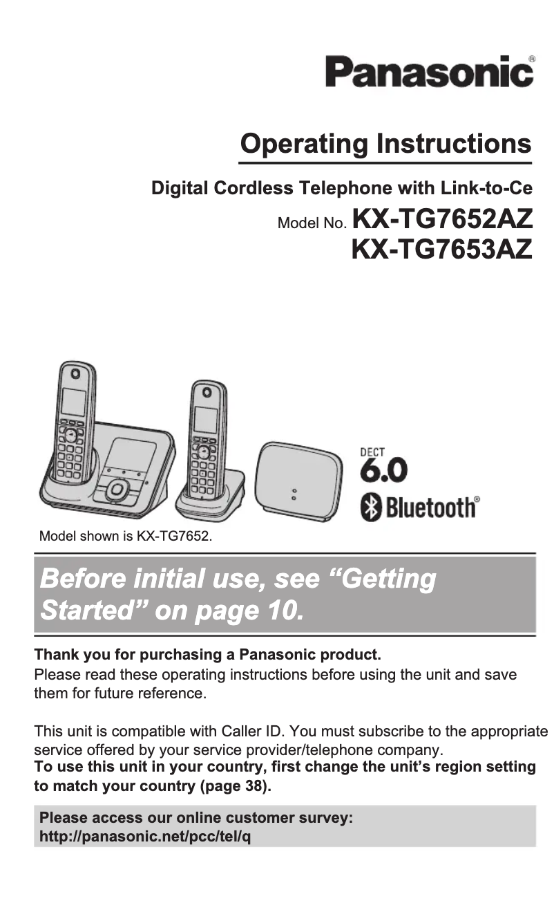 Page n°1 - Manuel utilisateur Panasonic KX-TG7653