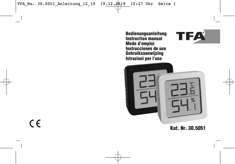 Page 1 de la notice Manuel utilisateur TFA 30.5051
