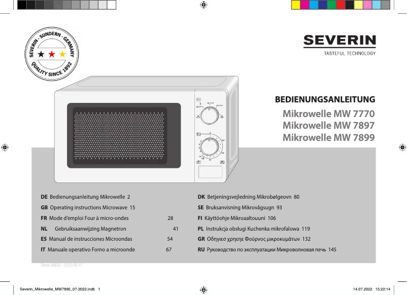 Page n°1 - Manuel utilisateur Severin MW 7770