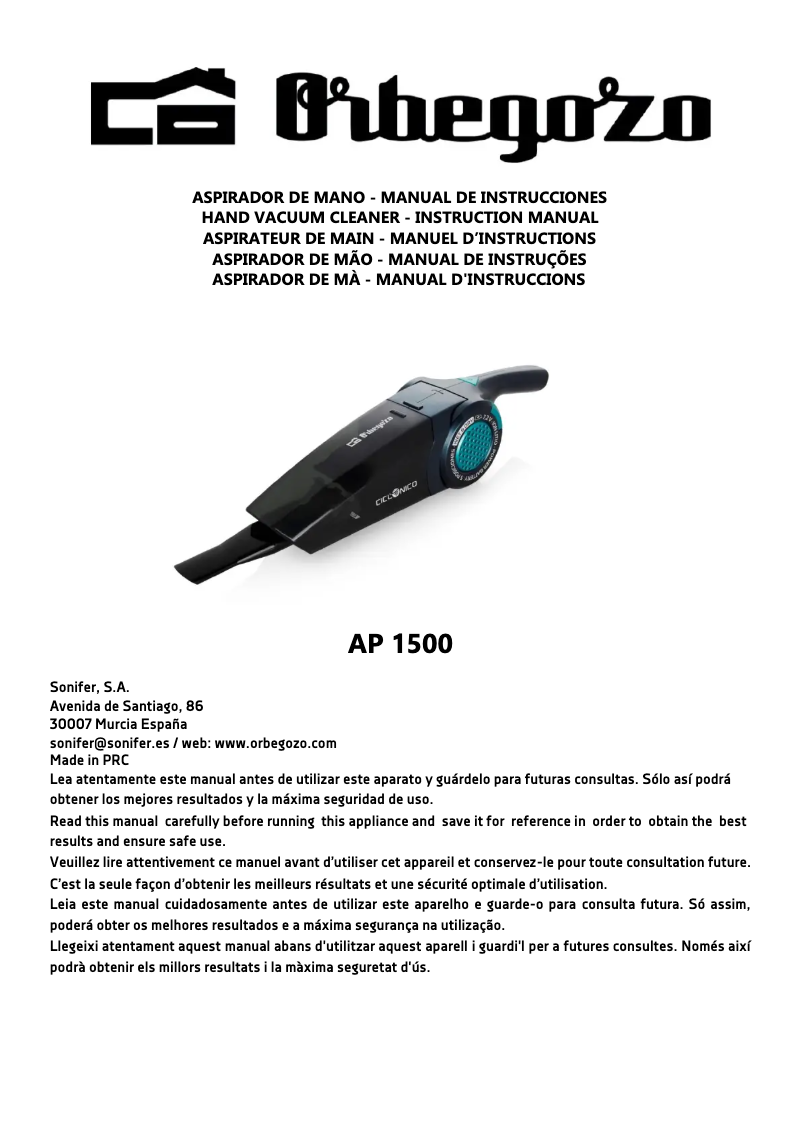 Page 1 de la notice Manuel utilisateur Orbegozo AP 1500