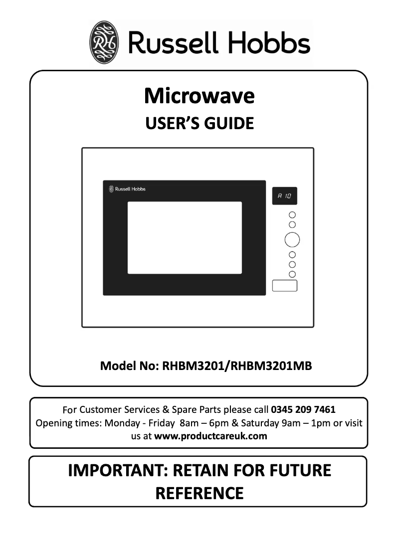 Page n°1 - Manuel utilisateur Russell Hobbs RHBM3201MB